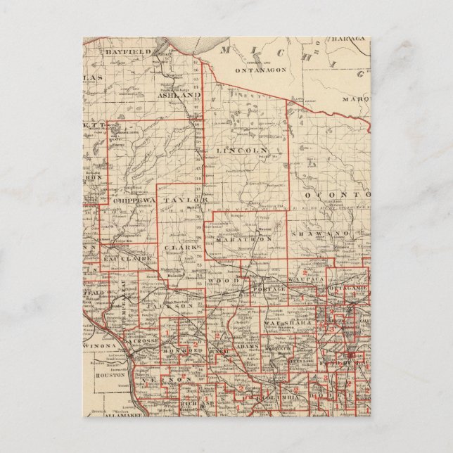 Karte von Wisconsin, mit den Assemblydistrikten (Vorderseite)