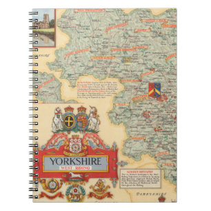 Karte von Yorkshire: Westreiten Notizblock