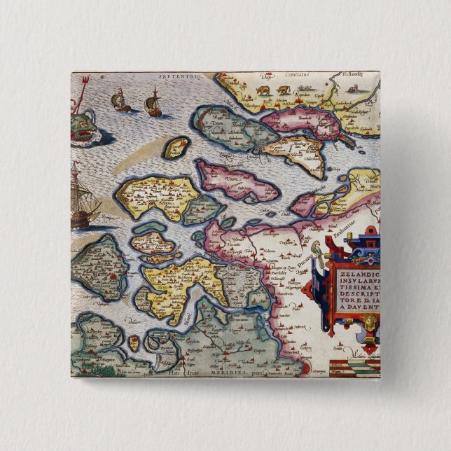 Karte von Zeeland, c.1560 Button (Vorderseite)