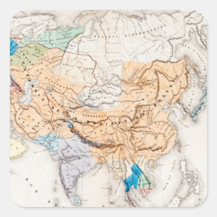 Karte von Zeit Asiens   von Kublai Khan Quadratischer Aufkleber