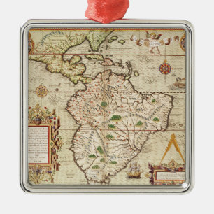 Karte von zentralem und von Südamerika Ornament Aus Metall