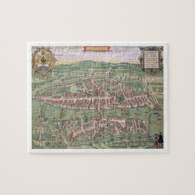 Karte von Zürich, von "Civitates Orbis Terrarum" (Horizontal)