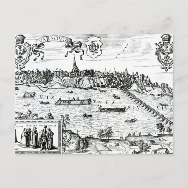Karte Warschaus, von "Civitates Orbis Terrarum" vo (Vorderseite)