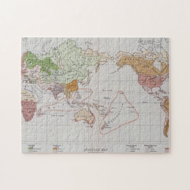Karte, welche die Sprachen der Welt zeigt (Horizontal)