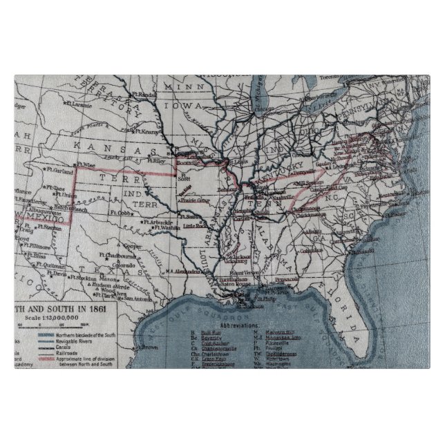 KARTE: ZIVILER KRIEG, 1861 SCHNEIDEBRETT (Vorderseite)