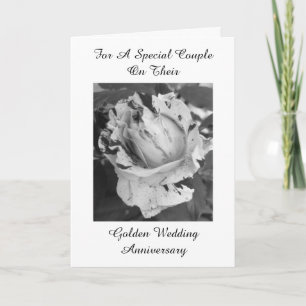 Karte zum 50. Hochzeitstag Schwarz-Weiß-Rose