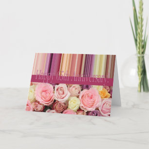 Karte zum 65. Hochzeitstag -Pastellrosen-Streifen