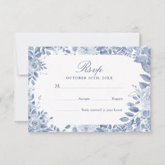 Karte zur Hochzeitsanmeldung mit blauer Blumengest