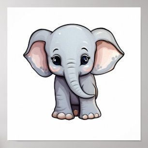 Karteelefant Illustration Poster