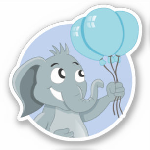 Karteelefant mit blauen Ballons Aufkleber