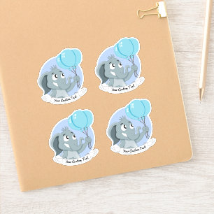 Karteelefant mit blauen Ballons und Textaufkleber Aufkleber