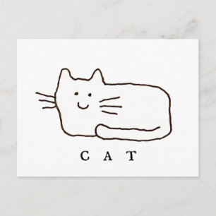 Karteikarte Cartoon-Katze Linienkunst Postkarte