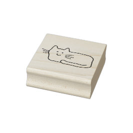 Karteikarte Katzen-Gekritzel Linienzeichnung Holz- Gummistempel