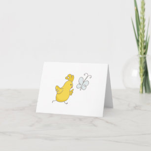 Karteikarte Zeichentrick-Huhn jagt Schmetterling B Karte
