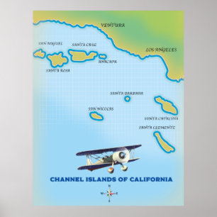 Karten der Kanalinseln von Kalifornien Poster