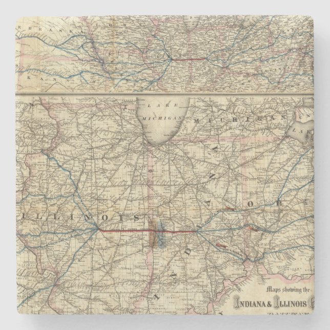 Karten, die das Indiana zeigen Steinuntersetzer (Vorderseite)