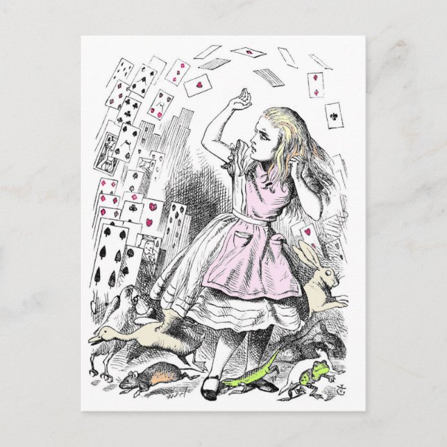 Karten, die die Alice angreifen Postkarte (Vorderseite)