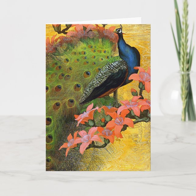 Karten-Einladung: Blauer Pfau Einladung (Vorderseite)