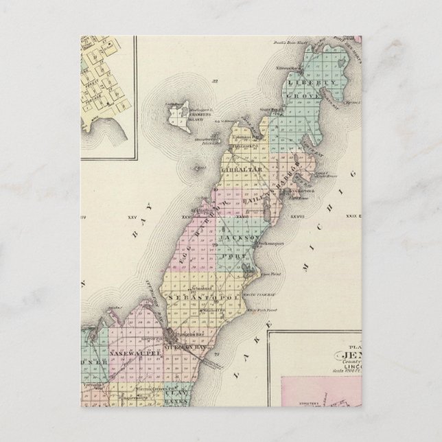 Karten für den Landkreis, Sturgeon Bay und Jenny (Vorderseite)