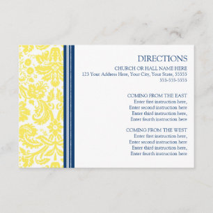 Karten für die Hochzeitrichtung Lemon Blue Damask