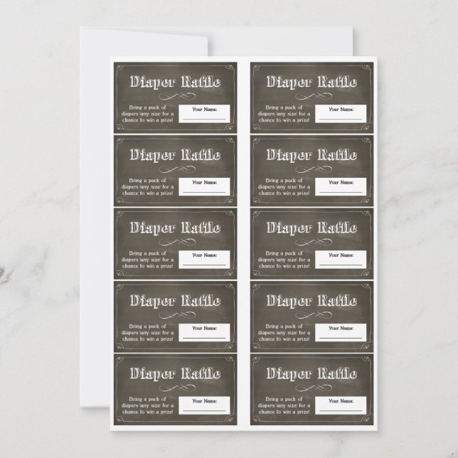 Karten für die Windelwerbung im Chalkboard (Vorderseite)