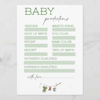 Karten für Vorhersagen zur Babyparty für kleine Fi