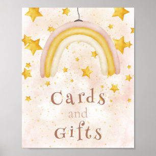 Karten & Geschenke Boho Regenbogen Gold Sterne mag Poster