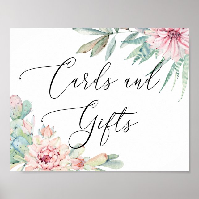 Karten & Geschenke Hochzeitsskript-Schild | Floral Poster (Vorne)