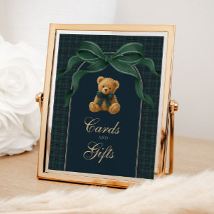 Karten & Geschenke: Karierter Polo-Teddybär-Baby-P Poster