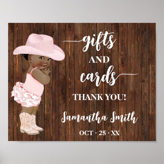 Karten & Geschenke Kleine OM Cowgirl Babydusche Un Poster (Vorne)