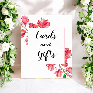 Karten Geschenke Pink White Floral Wedding Poster