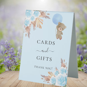 Karten Geschenke Schild Baby Dusche blau Teddy Bär