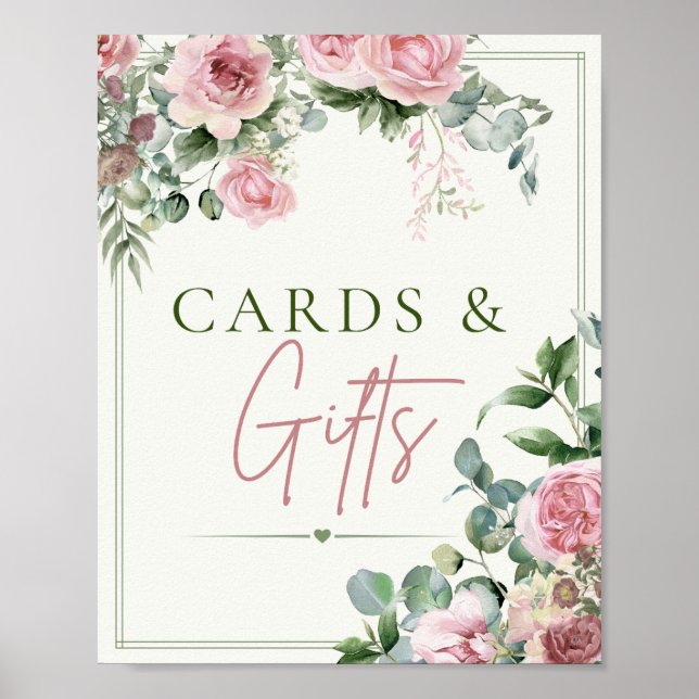 Karten & Geschenke Schild | Florale Hochzeitsfeier (Vorne)