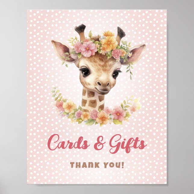 Karten Geschenke Table Giraffe Safari Baby Girl Du Poster (Vorne)