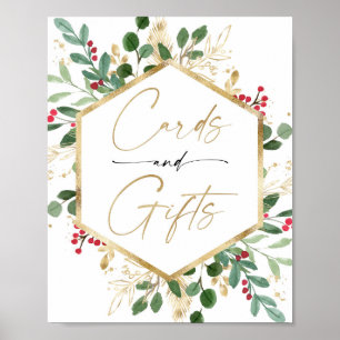 Karten Geschenke unterzeichnen Weihnachten Rot Gol Poster