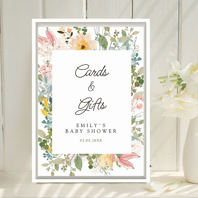 Karten & Geschenke! Wildblumengarten-Charm Poster (Cards & Gifts! Wildflower Garden Charm Custom Baby Shower Poster. Prints & Instant Download.)