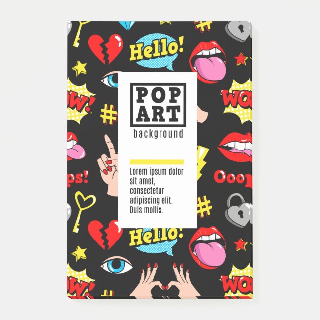 Karten im Comic Post-it Klebezettel (Vorderseite)
