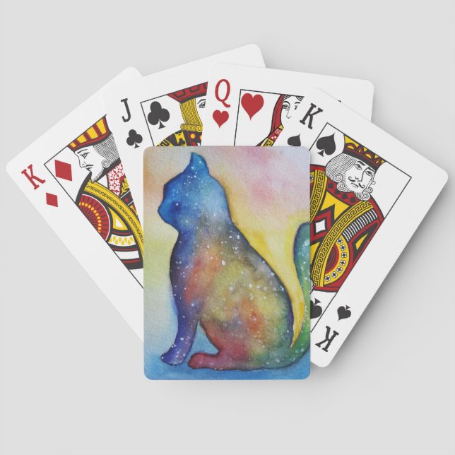 Karten Karten Cat Aquarellkunst Spielkarten (Rückseite)