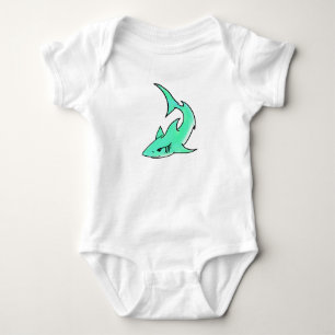 Karten lächelnder Hai Mint Blau Grün Ozean Tier Baby Strampler
