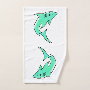 Karten lächelnder Hai Mint Blau Grün Ozean Tier Handtuch