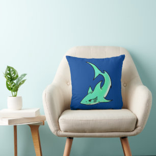 Karten lächelnder Hai Mint Blau Grün Ozean Tier Kissen