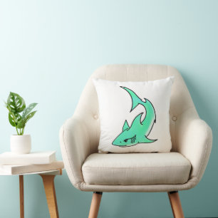 Karten lächelnder Hai Mint Blau Grün Ozean Tier Kissen
