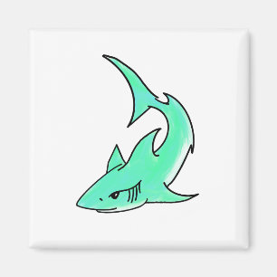 Karten lächelnder Hai Mint Blau Grün Ozean Tier Magnet