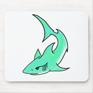 Karten lächelnder Hai Mint Blau Grün Ozean Tier Mousepad
