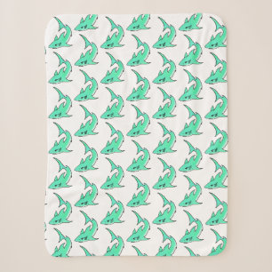 Karten lächelnder Hai Mint Blau Grün Ozean Tier Sherpadecke