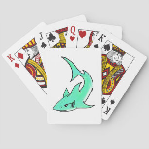 Karten lächelnder Hai Mint Blau Grün Ozean Tier Spielkarten