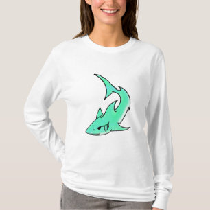 Karten lächelnder Hai Mint Blau Grün Ozean Tier T-Shirt