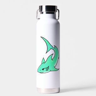Karten lächelnder Hai Mint Blau Grün Ozean Tier Trinkflasche