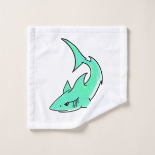 Karten lächelnder Hai Mint Blau Grün Ozean Tier Waschlappen