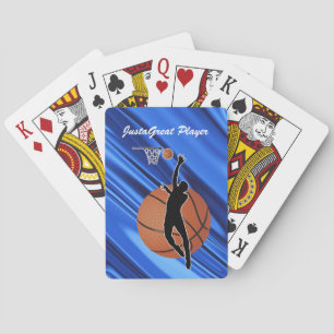 Karten mit Basketball-Spieler und Ball spielen Spielkarten